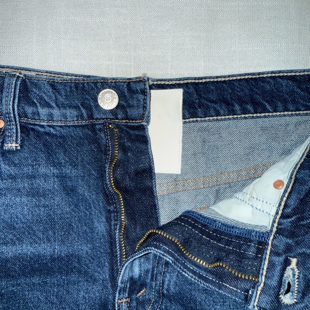 MOTHER Indigo Jean Shorts with Frayed Hem - Picture 4 of 9